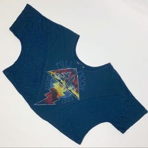 Full Moon Oasis 1989 Graphic Crop Tee Navy XS/S B8